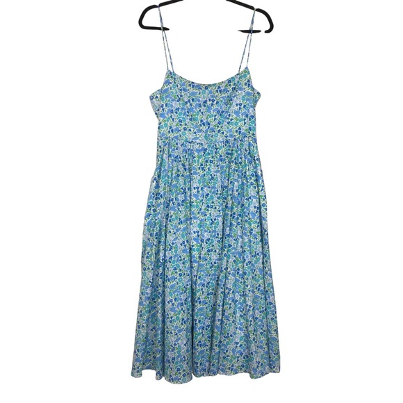 J. Crew x Liberty London A-line Midi Dress in Liberty Daisy Fabric Size 10 Blue - Picture 4 of 16
